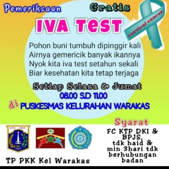 Deteksi Dini Kanker Servik, TP PKK dan Puskesmas Kelurahan Warakas Gelar IVA Test
