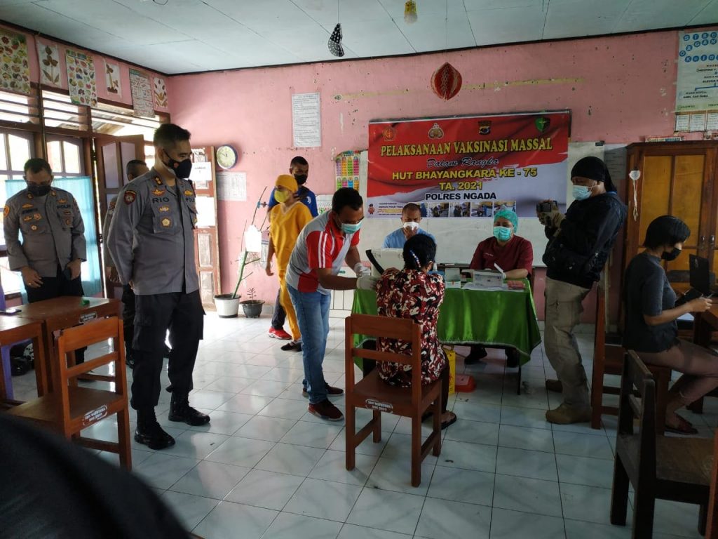 Percepatan Herd Immunity, Kapolres Ngada Pantau Langsung Vaksinasi Masal