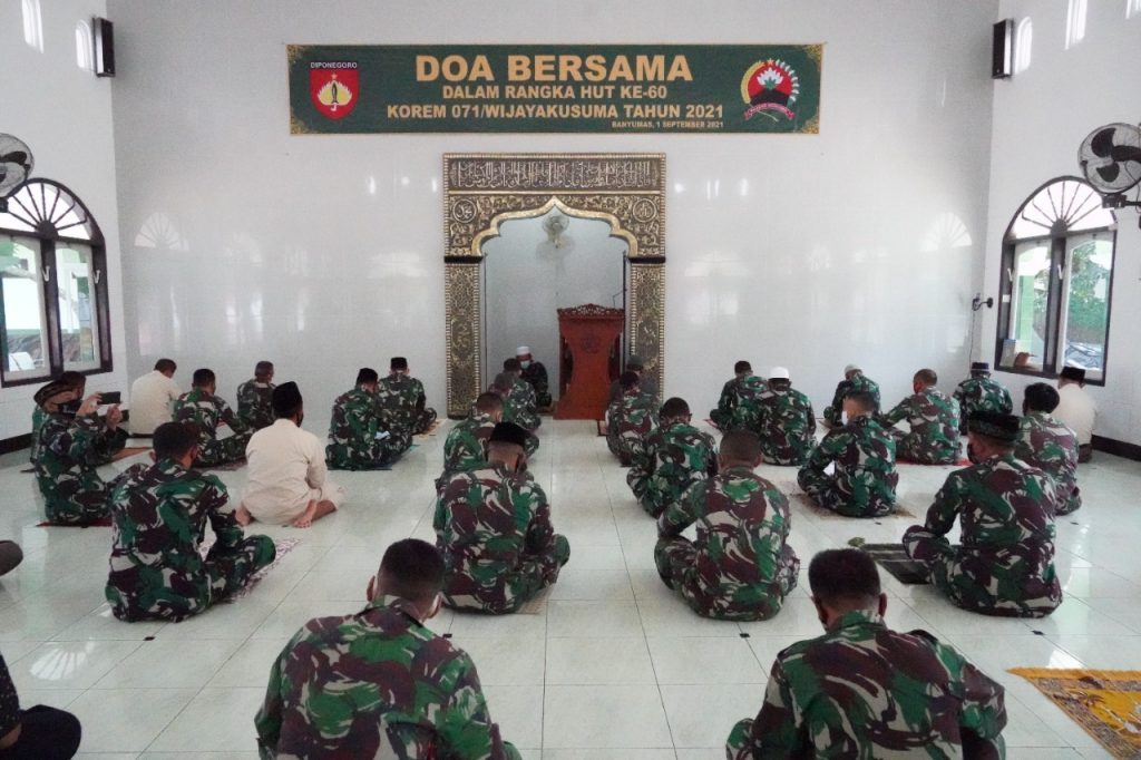 Sambut Hari Jadinya Ke-60, Korem 071/Wijayakusuma Gelar Doa Bersama
