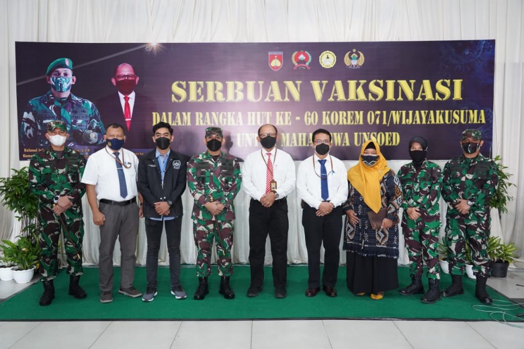 Peduli dunia pendidikan, Korem 071/Wijayakusuma Laksanakan Serbuan Vaksin Mahasiswa Unsoed