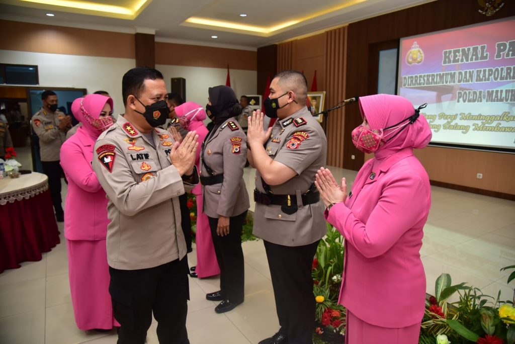 Polda Maluku Gelar Kenal Pamit Dirreskrimum dan Kapolres Malteng