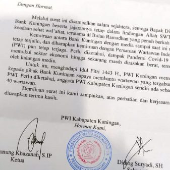 Surat Permohonan Idul Fitri PWI Kuningan, Ketua Harian PPWI Danny Siagian Angkat Bicara