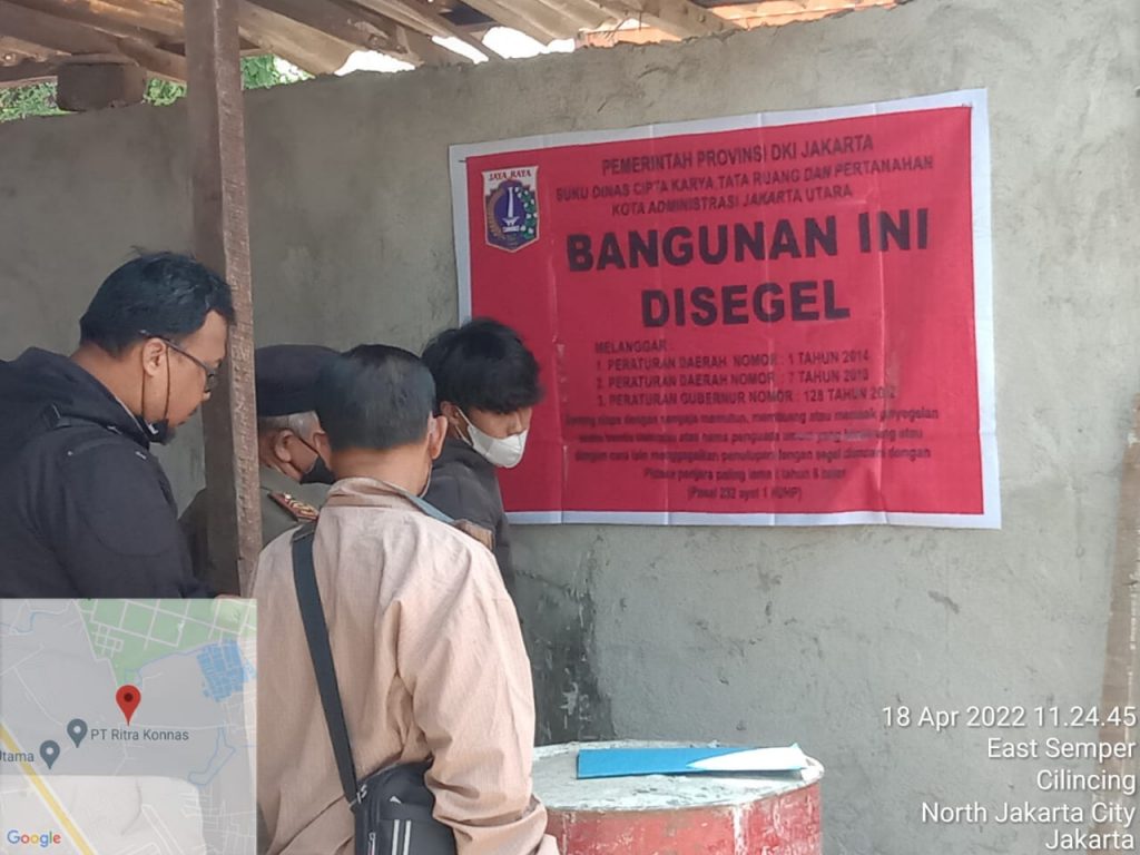 Satpel Citata Cilincing Segel Bangunan Tanpa Izin IMB, Namun Kegiatan Pembanguna Tetap Berjalan