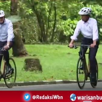 Presiden Pakai Sepeda Bambu Temanggung Jalan Pagi Bersama PM Australia