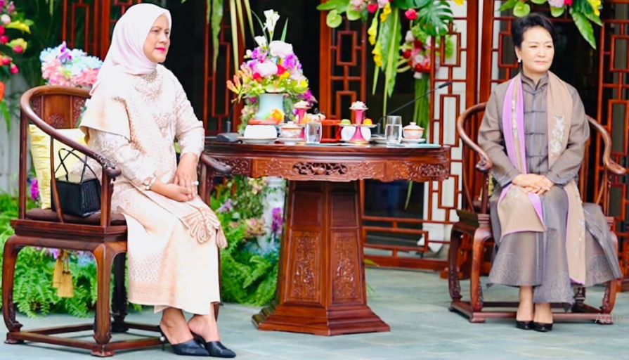 Ibu Negara Iriana Jokowi Dijamu Akrab Istri Presiden RRT