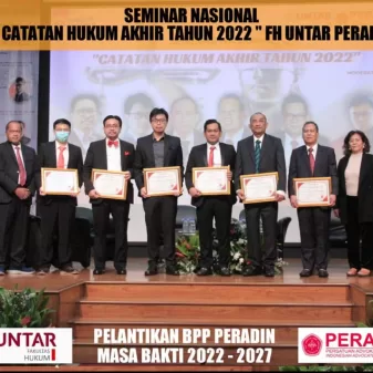 Pelantikan Pengurus Peradin, Sampaikan Catatan Hukum Akhir Tahun 2022