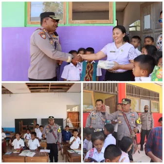 Dukung Literasi Anak, Kapolres Sabu Raijua Bagikan Buku Kepada Siswa SD