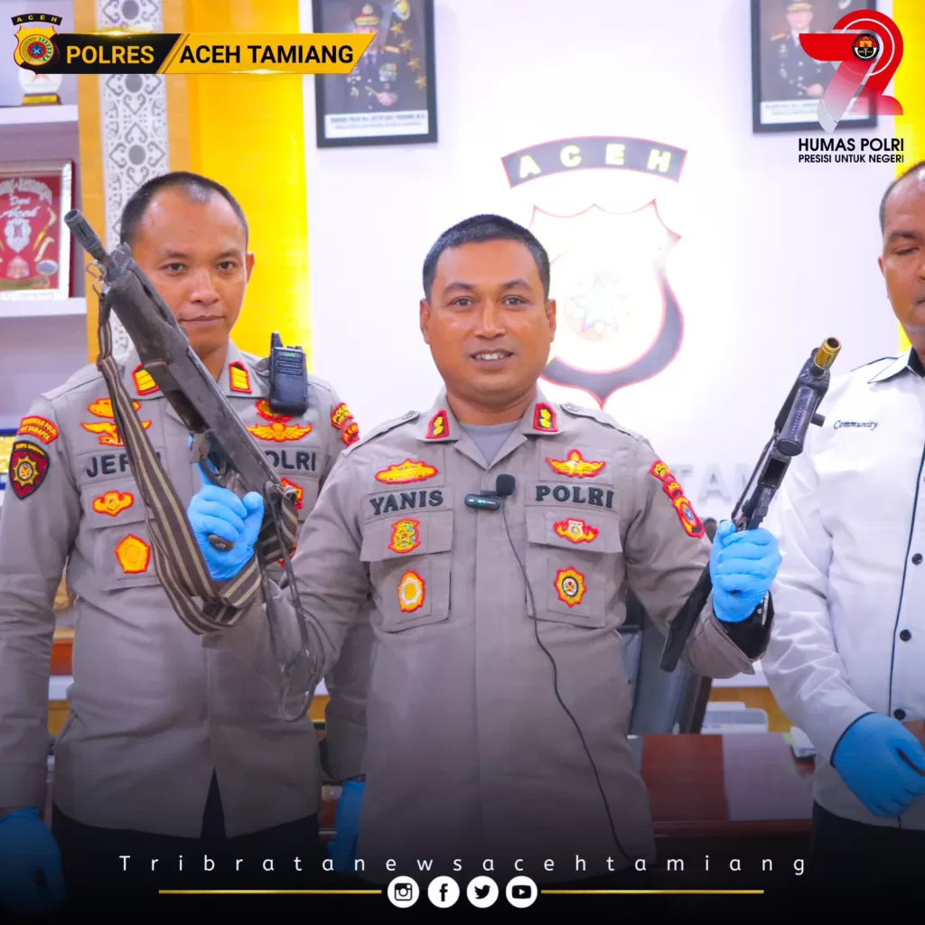 Kapolres Aceh Tamiang Press Release Temuan Dua Pucuk Senjata, Diduga Peninggalan Masa Konflik