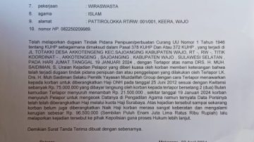 Korban Penipuan Dana Haji di Wajo Resmi di Laporkan ke Polda Sulsel