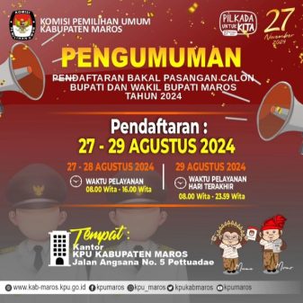 Tahap Demi Tahap Mulai Dilakukan KPU Maros Terkait Pencalonan Bupati Yang Telah Dijadwalkan