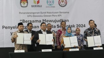 Pastikan Keselamatan Jurnalis Dalam Peliputan Pilkada Serentak : KPU Bawaslu, KPI dan Dewan Pers Tandatangani SKB