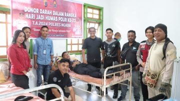 HUT Humas Polri Ke-73, Polres Ngada NTT Gandeng Forum Jurnalis Ngada Gelar Donor Darah