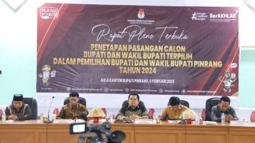 KPU Pinrang Menetapkan Pasangan H.A.Irwan Hamid dan Sudirman Bungi Sebagai Bupati Terpilih.