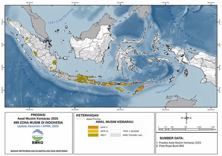 Prediksi Awal Musim Kemarau Periode April II – Mei I 2025