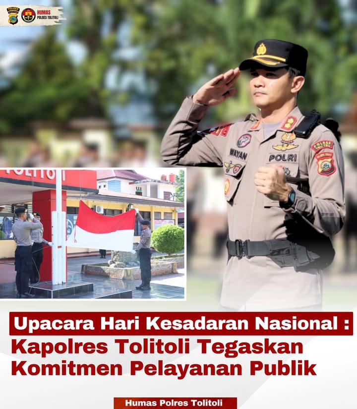 Kapolres Tolitoli Pimpin Upacara Hari Kesadaran Nasional: momentum evaluasi dan penguatan komitmen pelayanan publik