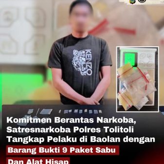 Satreskoba Polres Tolitoli Tangkap Seorang Terduga Pengedar 9 Paket Sabu