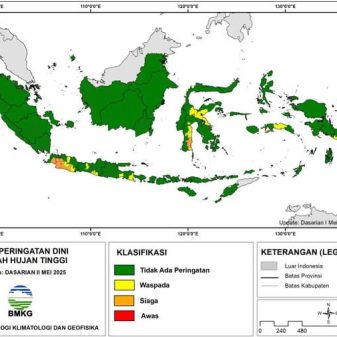 Peringatan Curah Hujan Tinggi 11-20 Mei 2025