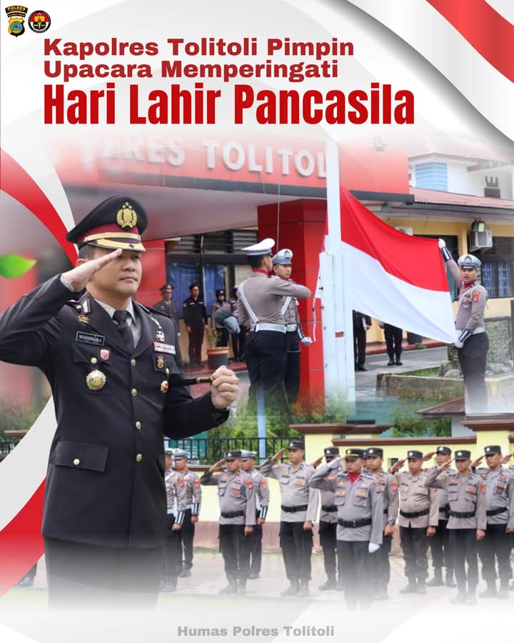 Polres Tolitoli Gelar Upacara Peringatan Hari Lahir Pancasila, Kapolres Tekankan Pentingnya Semangat Persatuan