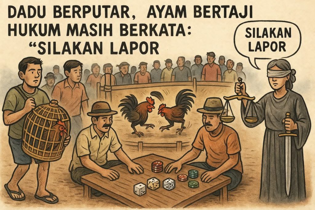 Dadu Berputar, Ayam Bertaji, Hukum Masih Berkata: “Silakan Lapor”