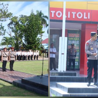 Upacara Sertijab Kabag Ops, Kasat Reskrim, Kasat Lantas, dan Kapolsek Galang di Polres Tolitoli