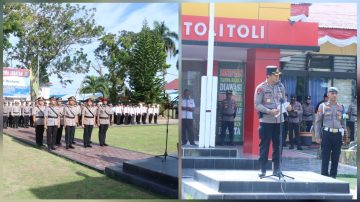 Upacara Sertijab Kabag Ops, Kasat Reskrim, Kasat Lantas, dan Kapolsek Galang di Polres Tolitoli