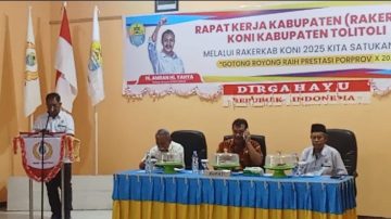 Bupati Tolitoli Buka Rakerkab KONI 2025, Kukuhkan Pengurus KOK Periode 2024–2028