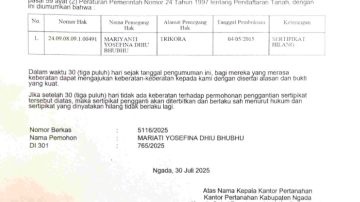 Pengumuman Berita Kehilangan Sertifikat Tanah Hak Milik