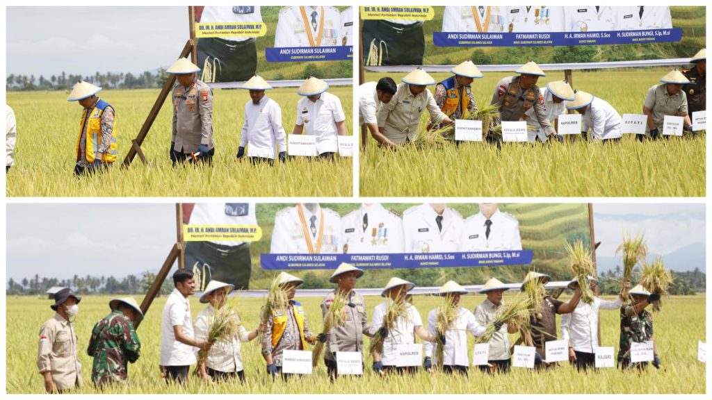 Kapolres Pinrang Dampingi Gubernur Sulsel dalam Pesta Panen Pemerintah Kabupaten Pinrang