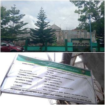 Salah Cetak Spanduk Atau Caplok Institusi, Proyek Rehabilitasi Kemenag Maros Dipertanyakan