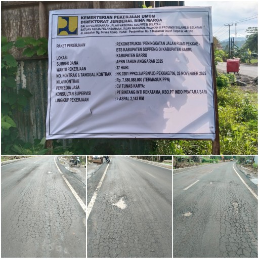 Pengaspalan di Barru Sudah Nampak Rusak, Aliansi Zona Merah Sulsel Minta Kejagung Periksa Semua Rekanan