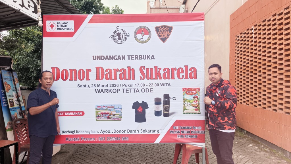 PMI Buka Donor Darah Sukarela di Daya Makassar, Warkop Tetta Ode