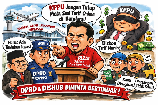 Sekjend Zona Merah Nilai KPPU Tutup Mata Soal Dugaan Pelanggaran Tarif Transportasi Online di Bandara Sultan Hasanuddin