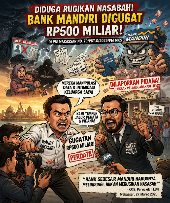 Diduga Rugikan Nasabah di Makassar, Bank Mandiri Didugat 500 Miliar Serta Oknum Dilaporkan ke Polda Sulsel