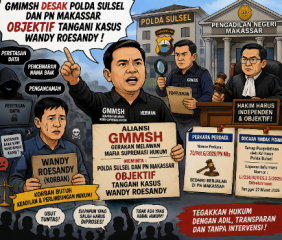 Aliansi GMMSH Desak Polda Sulsel dan PN Makassar Objektif Tangani Kasus Wandy Roesandy Korban Atas Oknum Bank Mandiri