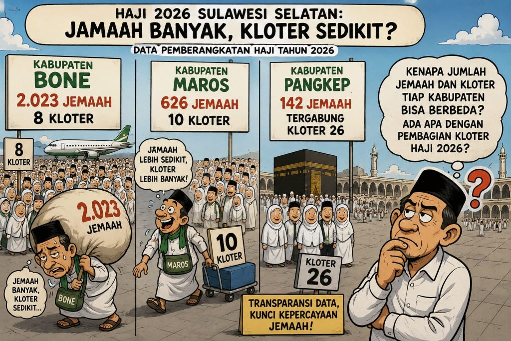 Bone 2.023 Jamaah Hanya 8 Kloter, Maros 626 Jamaah Masuk 10 Kloter: Data Pemberangkatan Haji Sulsel 2026 Tuai Tanda Tanya