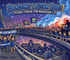 BANDUNG LAUTAN BIRU: Persib Tekuk PSM Makassar 1-2, Bobotoh Padati Jembatan Pasupati