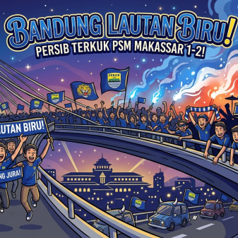 BANDUNG LAUTAN BIRU: Persib Tekuk PSM Makassar 1-2, Bobotoh Padati Jembatan Pasupati