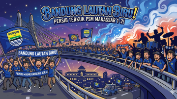 BANDUNG LAUTAN BIRU: Persib Tekuk PSM Makassar 1-2, Bobotoh Padati Jembatan Pasupati