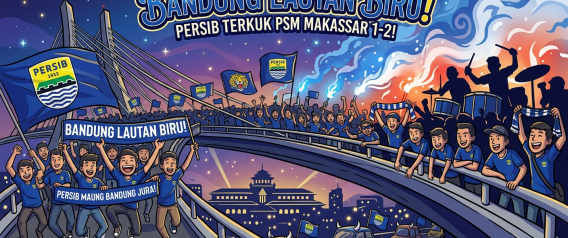 BANDUNG LAUTAN BIRU: Persib Tekuk PSM Makassar 1-2, Bobotoh Padati Jembatan Pasupati