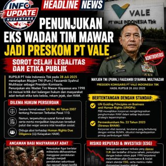 Penunjukan Eks Wadan Tim Mawar Jadi Preskom PT Vale Disorot, LBH LIRA Pertanyakan Aspek Legalitas dan Etika Publik