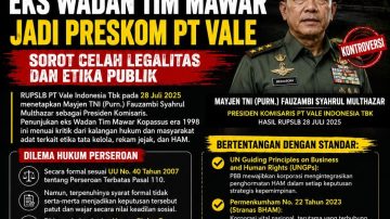 Penunjukan Eks Wadan Tim Mawar Jadi Preskom PT Vale Disorot, LBH LIRA Pertanyakan Aspek Legalitas dan Etika Publik