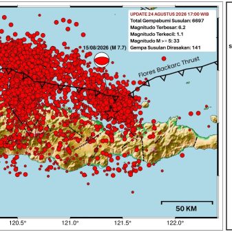 Update Gempa Flores: 6.697 Kali Susulan Tercatat, 33 Kejadian Berkekuatan di Atas M 5