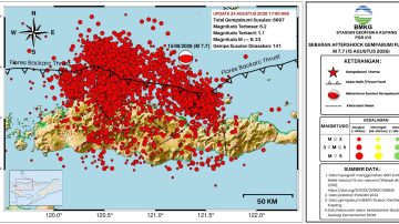Update Gempa Flores: 6.697 Kali Susulan Tercatat, 33 Kejadian Berkekuatan di Atas M 5