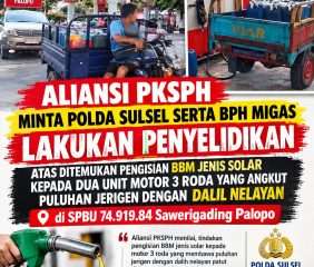Aliansi PKSPH Minta Polda Serta BPH Migas Periksa Pengisian Puluhan Jerigen Diatas 2 Unit Motor Tiga Roda di SPBU 74.919.84 Sawerigading Palopo