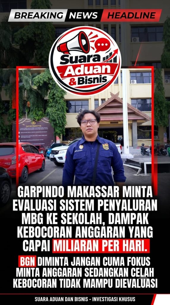 Di Sela Kunjungan ke Polda Sulsel Hari Ini, GARPINDO DPC Makassar Desak Evaluasi Total Realisasi Anggaran MBG dari BGN