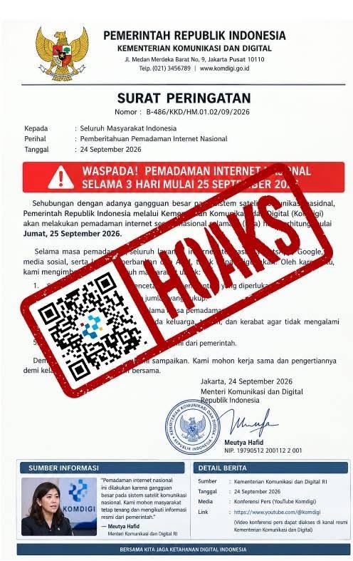 Wamenkomdigi: Isu Pemadaman Internet Nasional 25-27 September adalah Hoaks