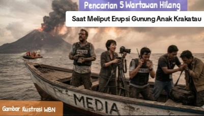 Pencarian Lima Jurnalis Hilang Saat Meliput Erupsi Gunung Anak Krakatau