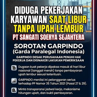 GARPINDO Minta Perusahaan Penuhi Hak Pekerja dan Disnaker Lakukan Pemeriksaan