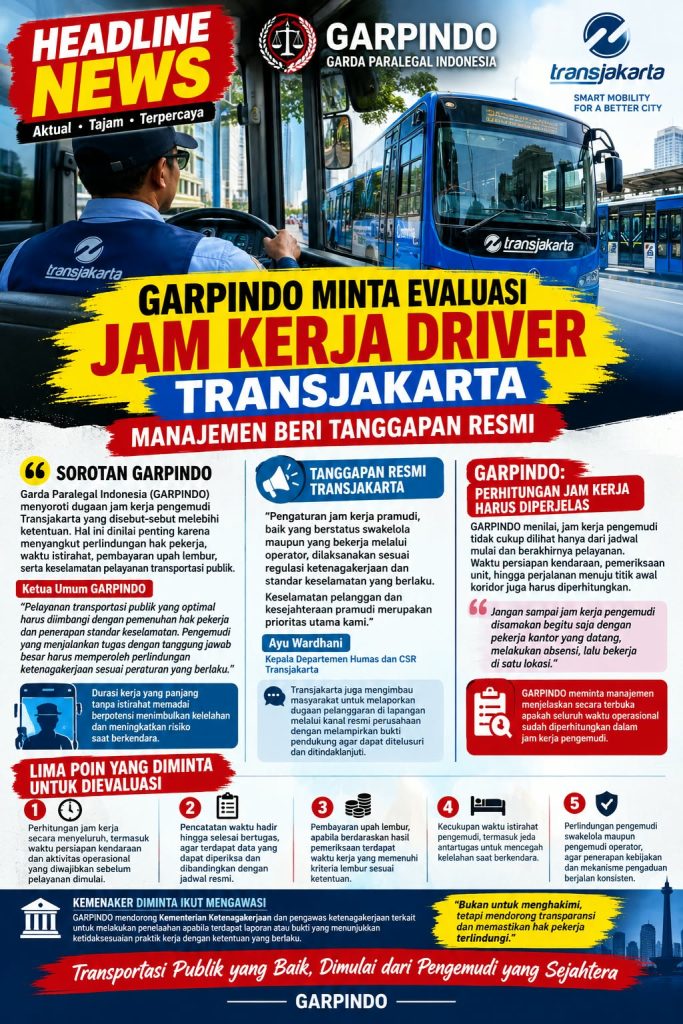 GARPINDO Minta Evaluasi Jam Kerja Driver Transjakarta, Manajemen Beri Tanggapan Resmi