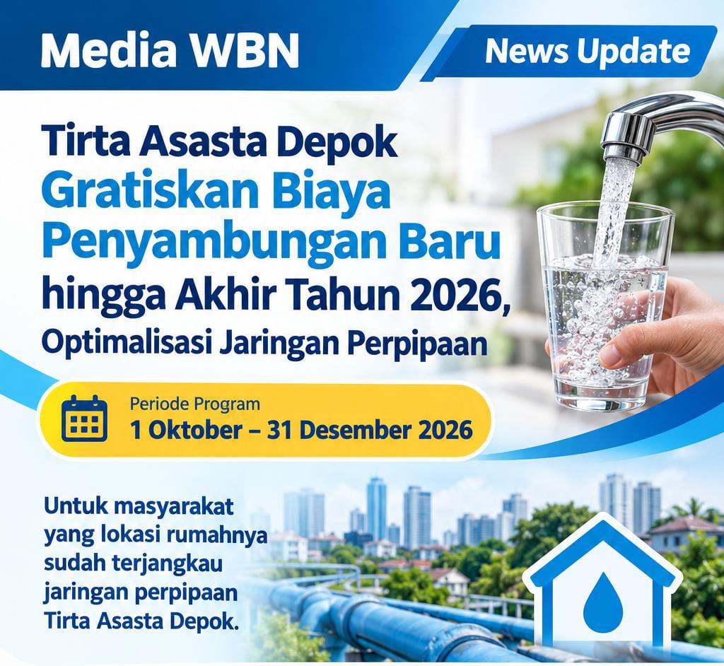 Tirta Asasta Depok Gratiskan Biaya Penyambungan Baru hingga Akhir Tahun 2026, Optimalisasi Jaringan Perpipaan